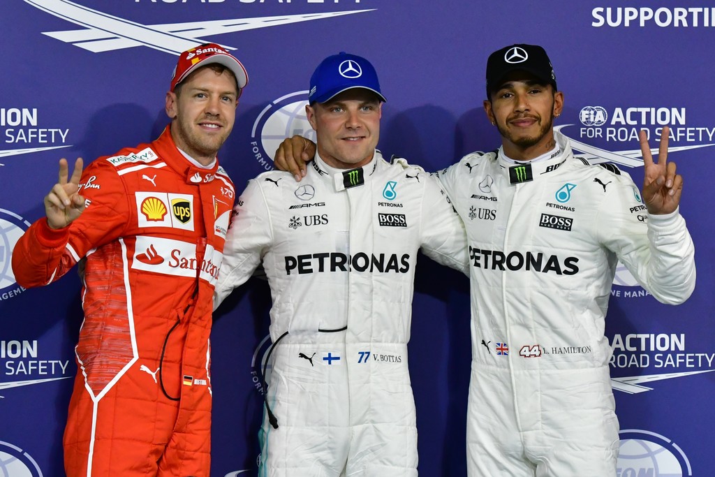 Conferencia de prensa : Bottas, Hamilton y Vettel .