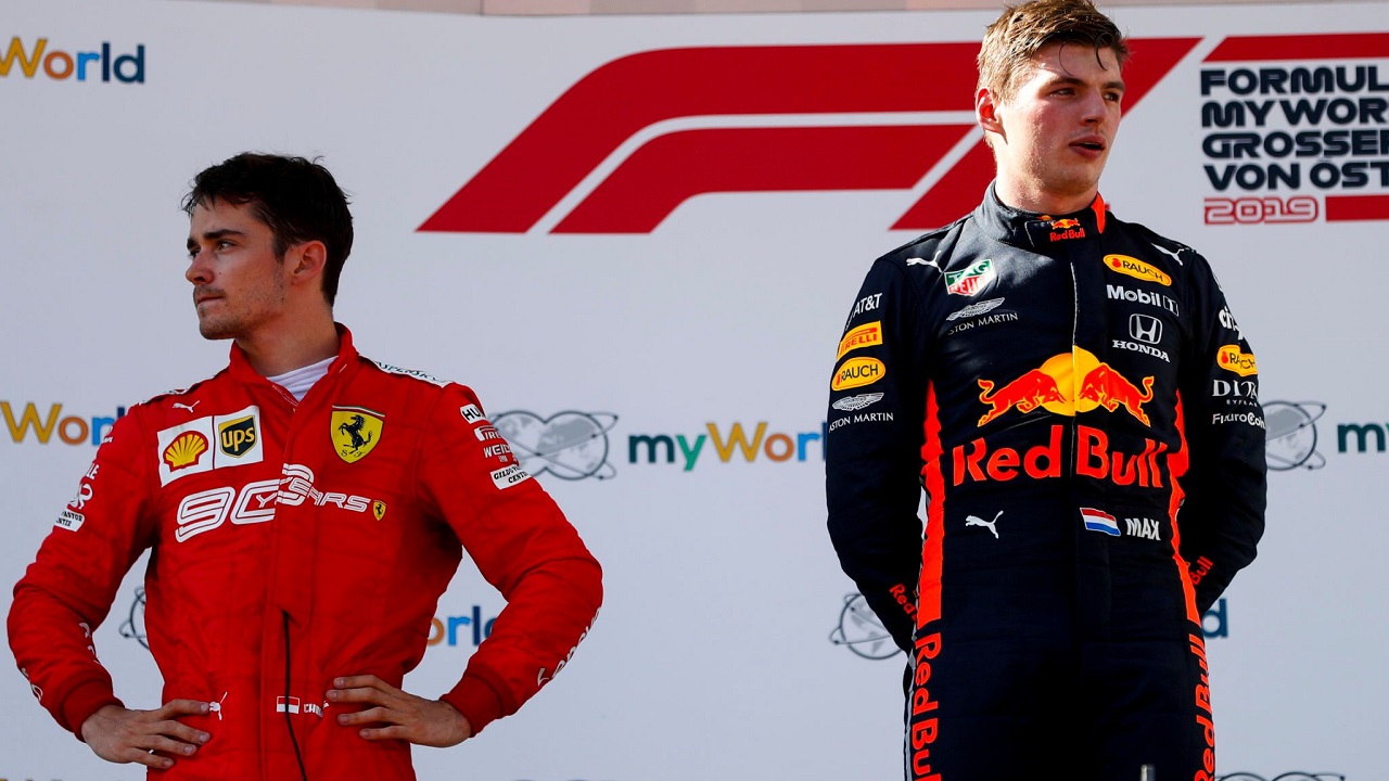 Leclerc decepcionado felicita a Max Verstappen