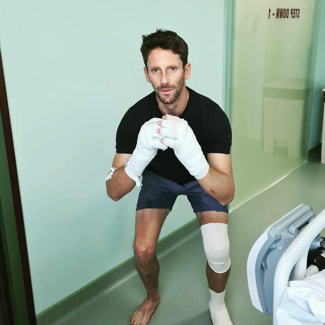 Romain Grosjean hospitalizado aún no pierde el buen humor