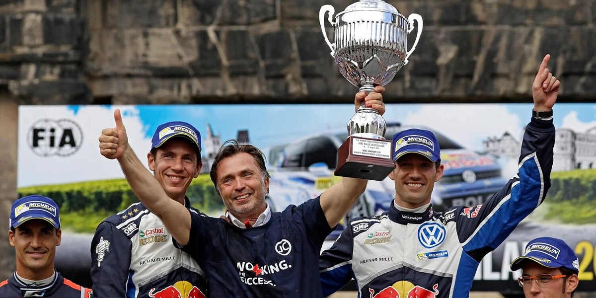 Capito celebrando uno de los cuatro títulos que Ogier conquistó para Volkswagen cuando era director deportivo de la marca.