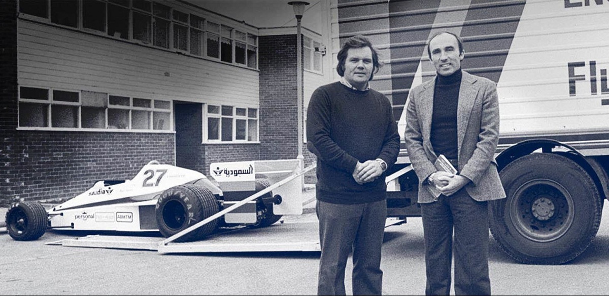 1977. Junto a Patrick Head, su socio y cofundador del equipo Williams.