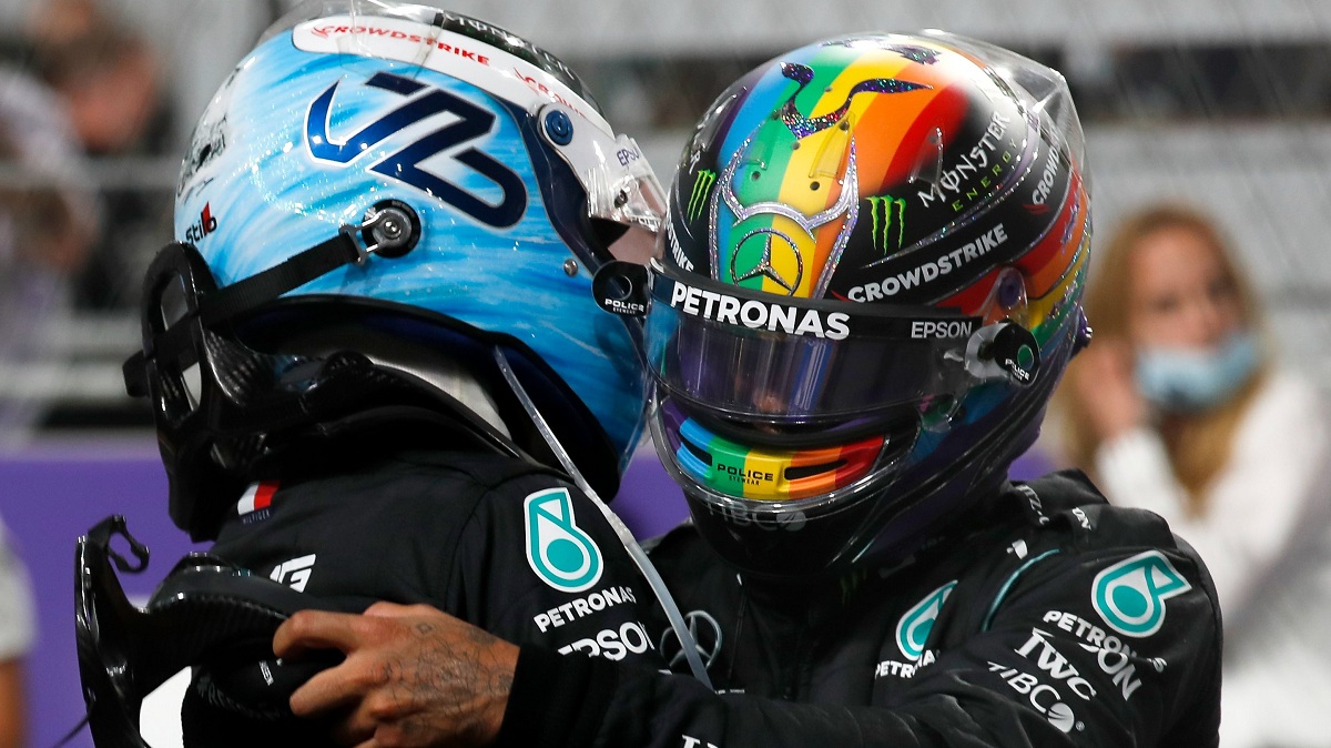 El abrazo con Bottas por el 1-2.