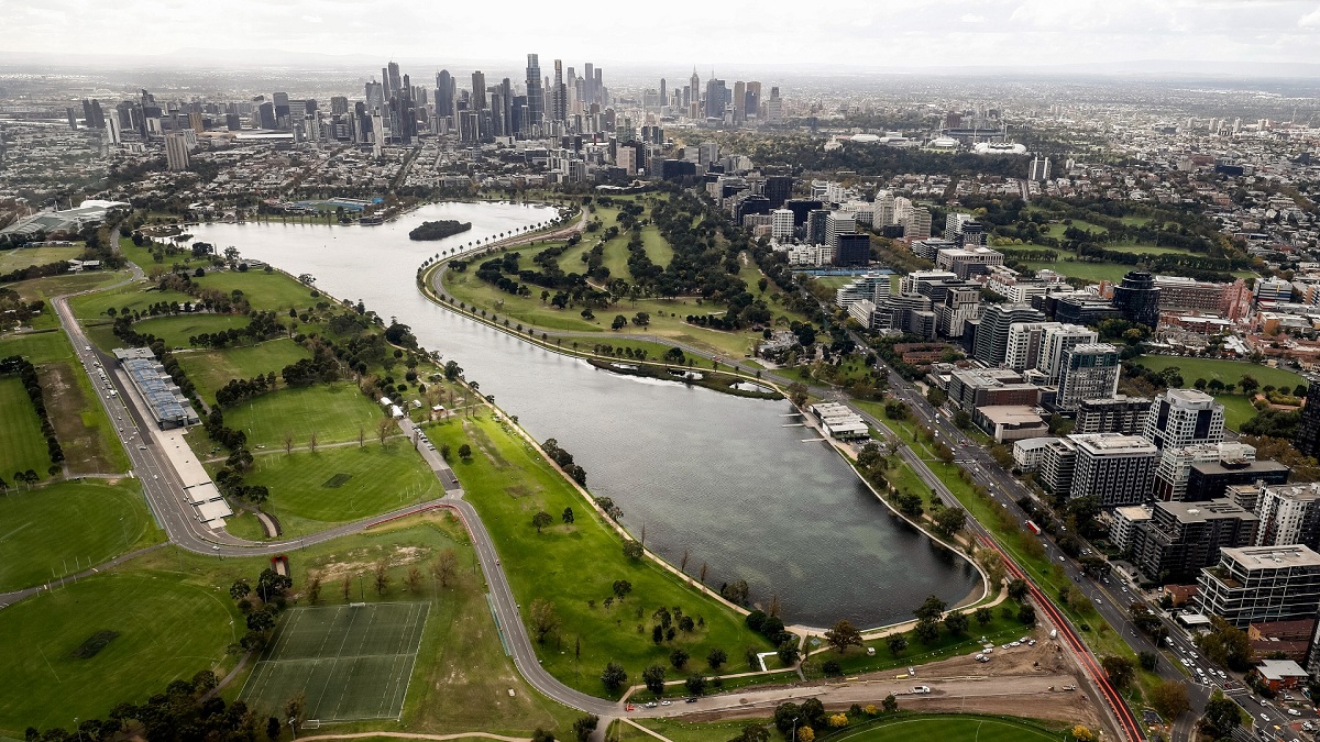 El Albert Park en 2020 cuando se realizaron las reformas al trazado. (DAZN / Gobierno de Victoria) 