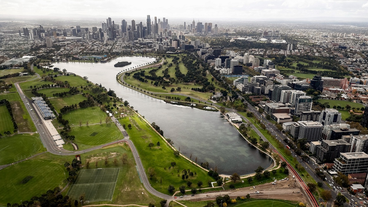 El Albert Park en 2020 cuando se realizaron las reformas al trazado. (DAZN / Gobierno de Victoria)