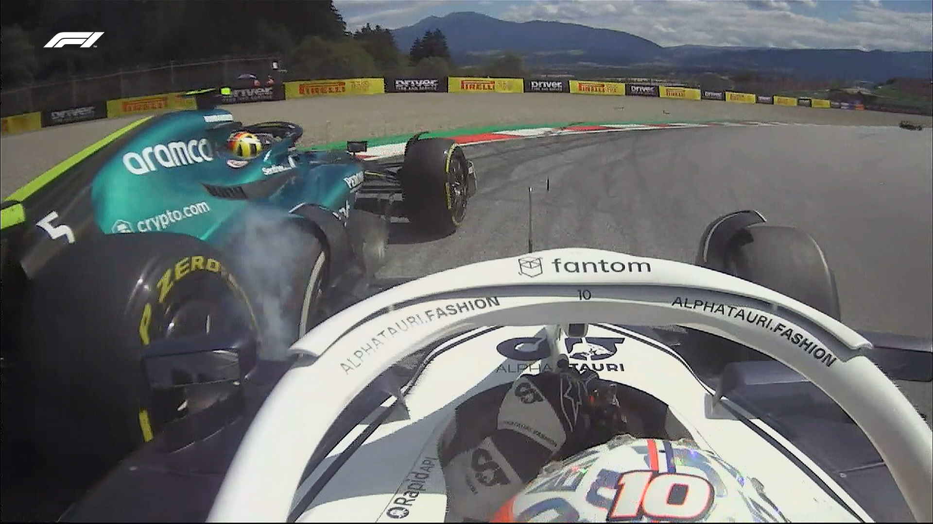 Toque Gasly Vettel Austria 2022 Carrera//F1TV