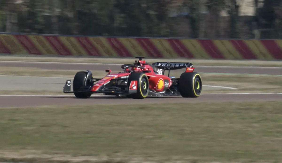 Leclerc giró dos vueltas en Fiorano. (Imagen TV: Scuderia Ferrari)