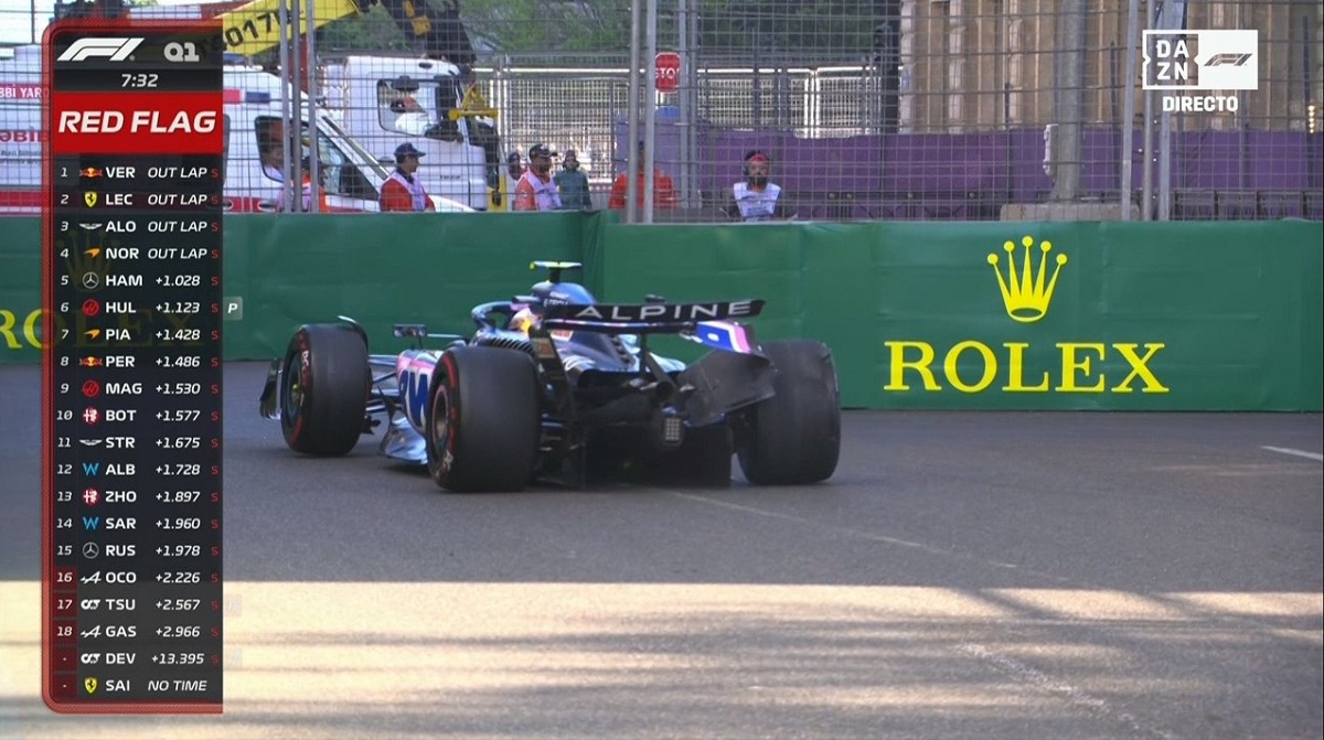 Gasly se pasó en la curva tres y colisionó con la pared. (Imagen TV / DAZN F1)