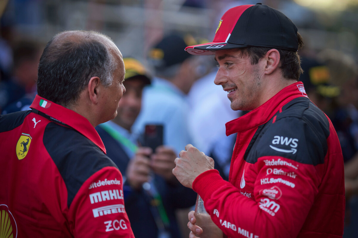 Laclerc y Vasseur después de la Qualy para la sprint de Bakú. (Getty Images)