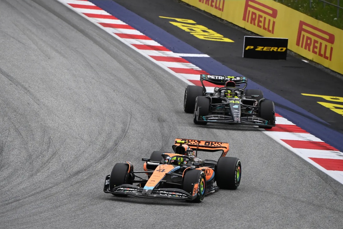 Norris mantuvo a raya a Hamilton. (Mark Sutton)