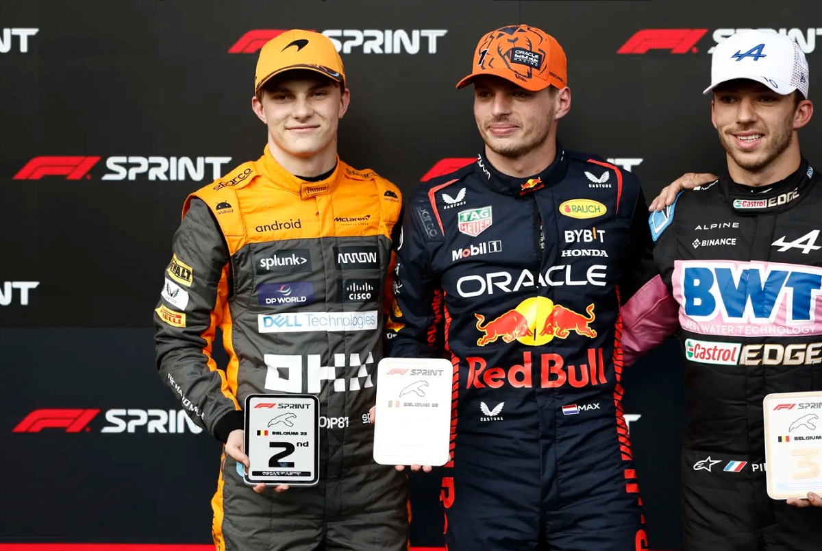 Piastri cuando logró el segundo puesto en la Sprint de Spa. (Zak Mauger)