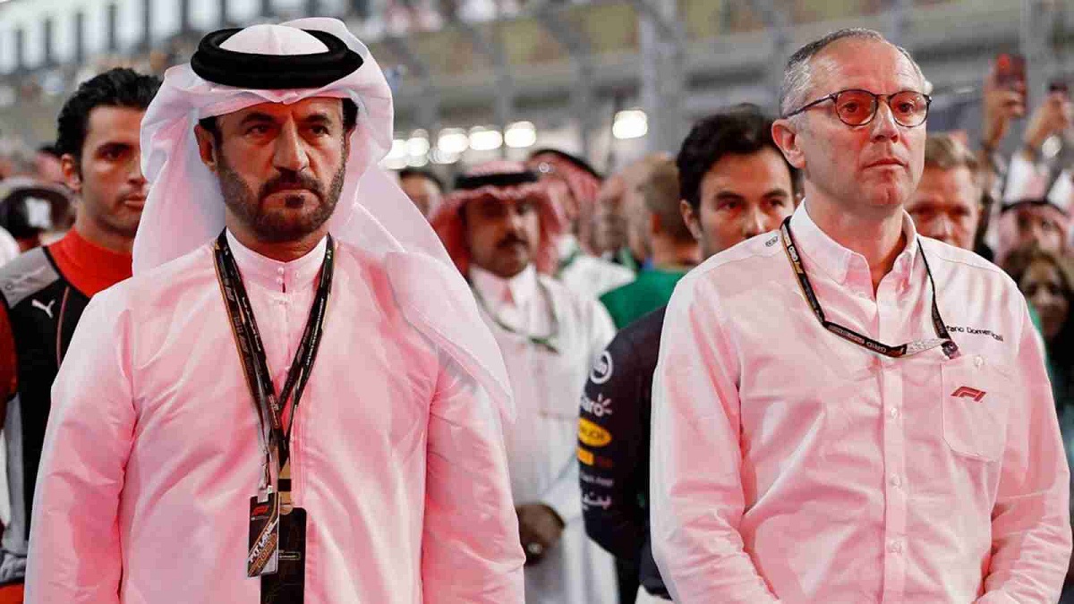 Ben Sulayem y el CEO de la F1 Stefano Domenicali. (Archivo / Getty Images)