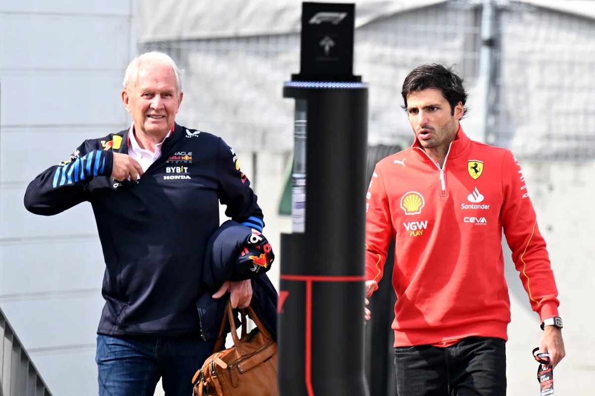 Marko y Sainz en el paddock de Suzuka. (Simon Galloway)