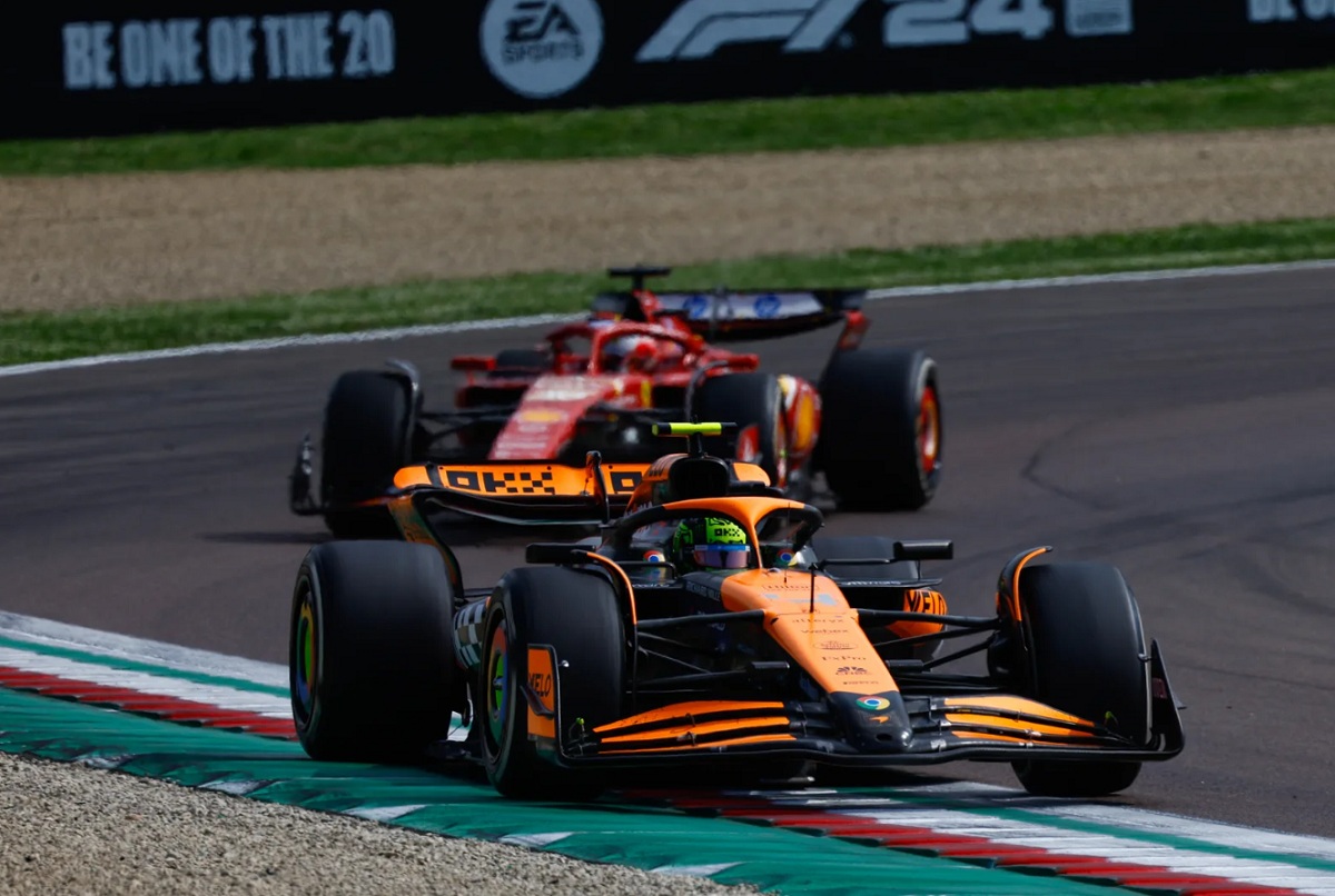 Leclerc nunca pudo alcanzar al McLaren de Norris. (Sam Bloxham)