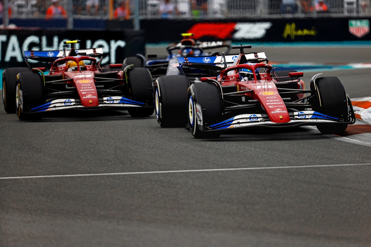 Leclerc y Hamilton protagonizaron una pelea de órdenes de equipo. (Peter Casey / Imagn Images / REUTERS)
