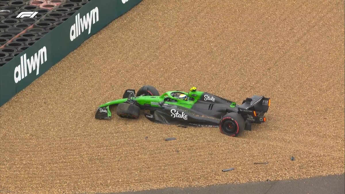 Bortoleto se accidentó sobre el final de la práctica. (Imagen TV / F1TV)