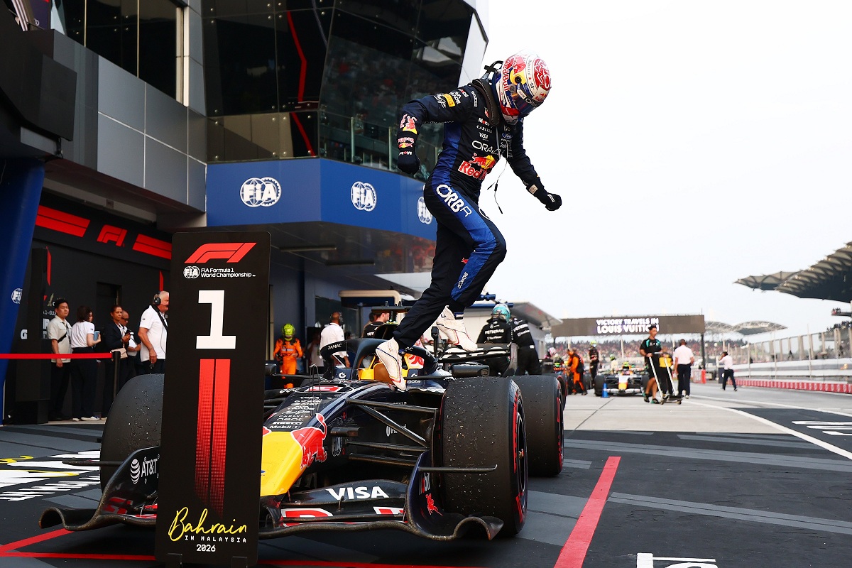 El salto más esperado de Max: el de la victoria. (F1 / FOM)